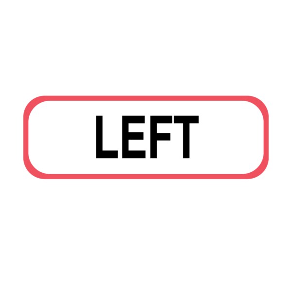 Position Labels - Horizontal Left 1/2" x 1-1/2" White w/Red & Black